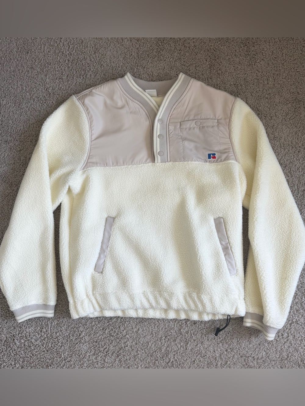 Russell Athletics Sherpa Fleece Button Snap Sweater